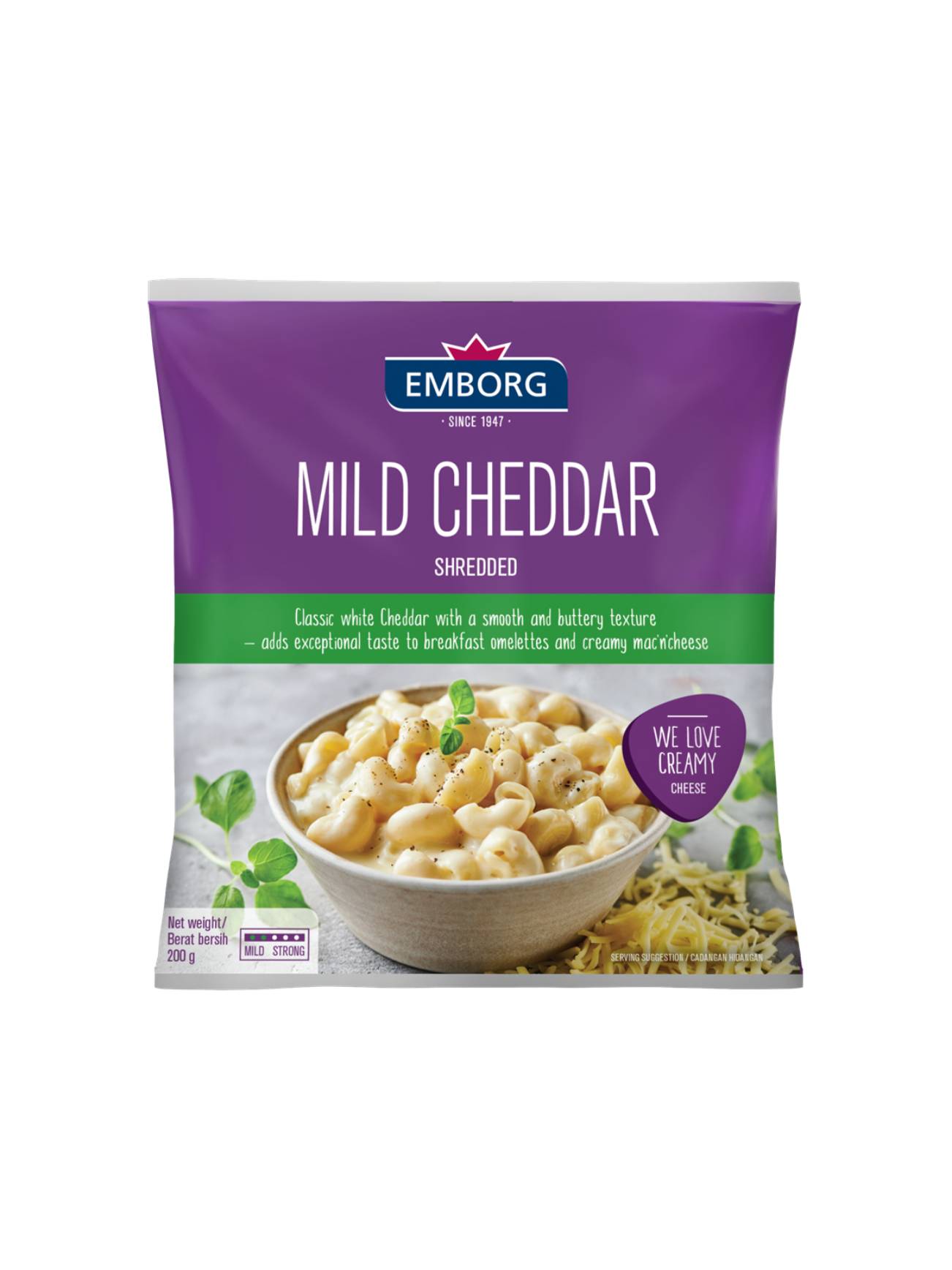 EMBORG MILD CHEDDAR SHREDDED 200G